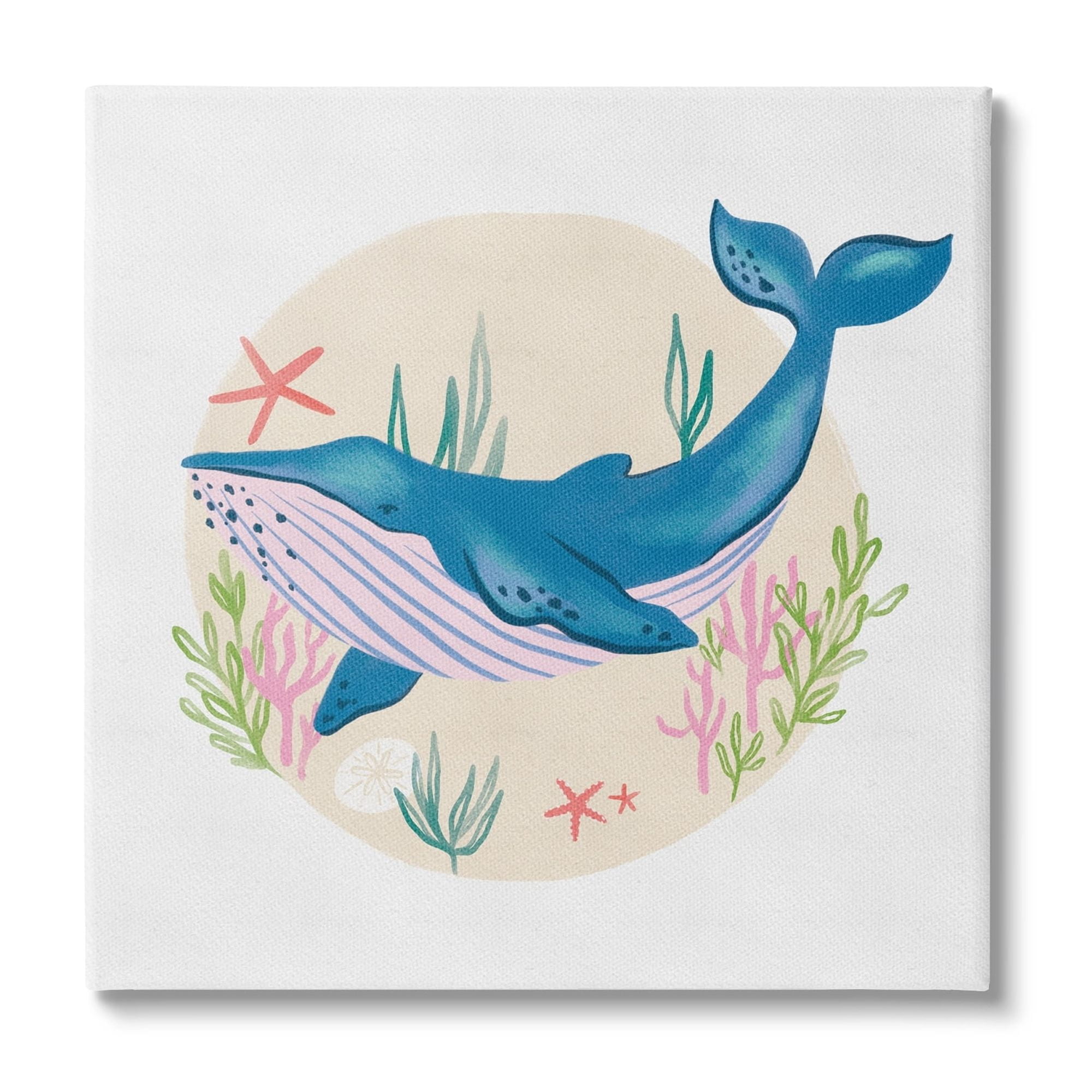 Stupell Industries Joyous Whale Roaming Seaweed Deep Ocean Marine Mammal,30 x 30, Design by Deborah Curiel