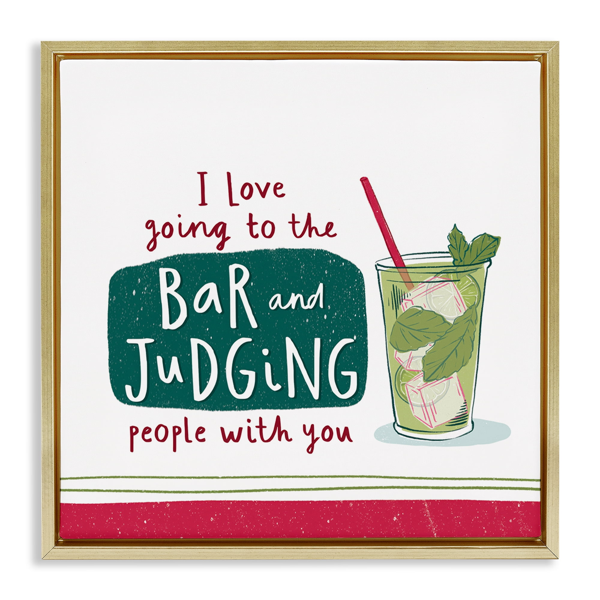 Stupell Industries Judging You Humor Food & Beverage Painting Gold Floater Framed Canvas Art Print Wall Art, 25 x 25