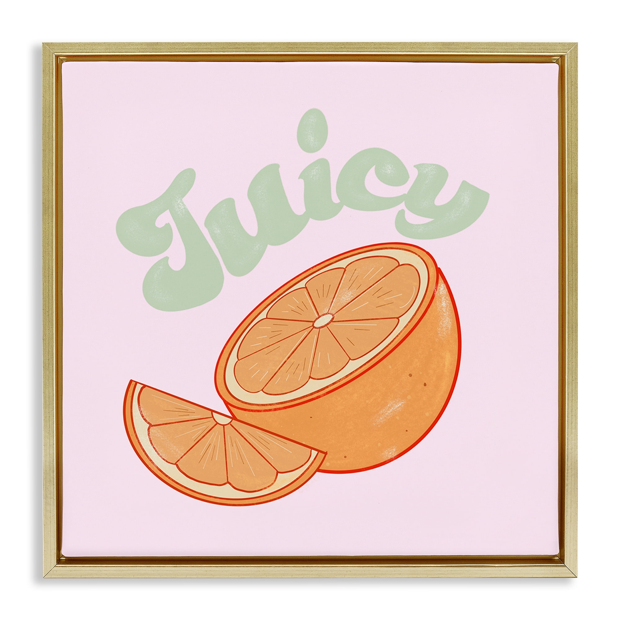 Stupell Industries Juicy Citrus Slice Food & Beverage Painting Gold Floater Framed Canvas Art Print Wall Art, 25 x 25