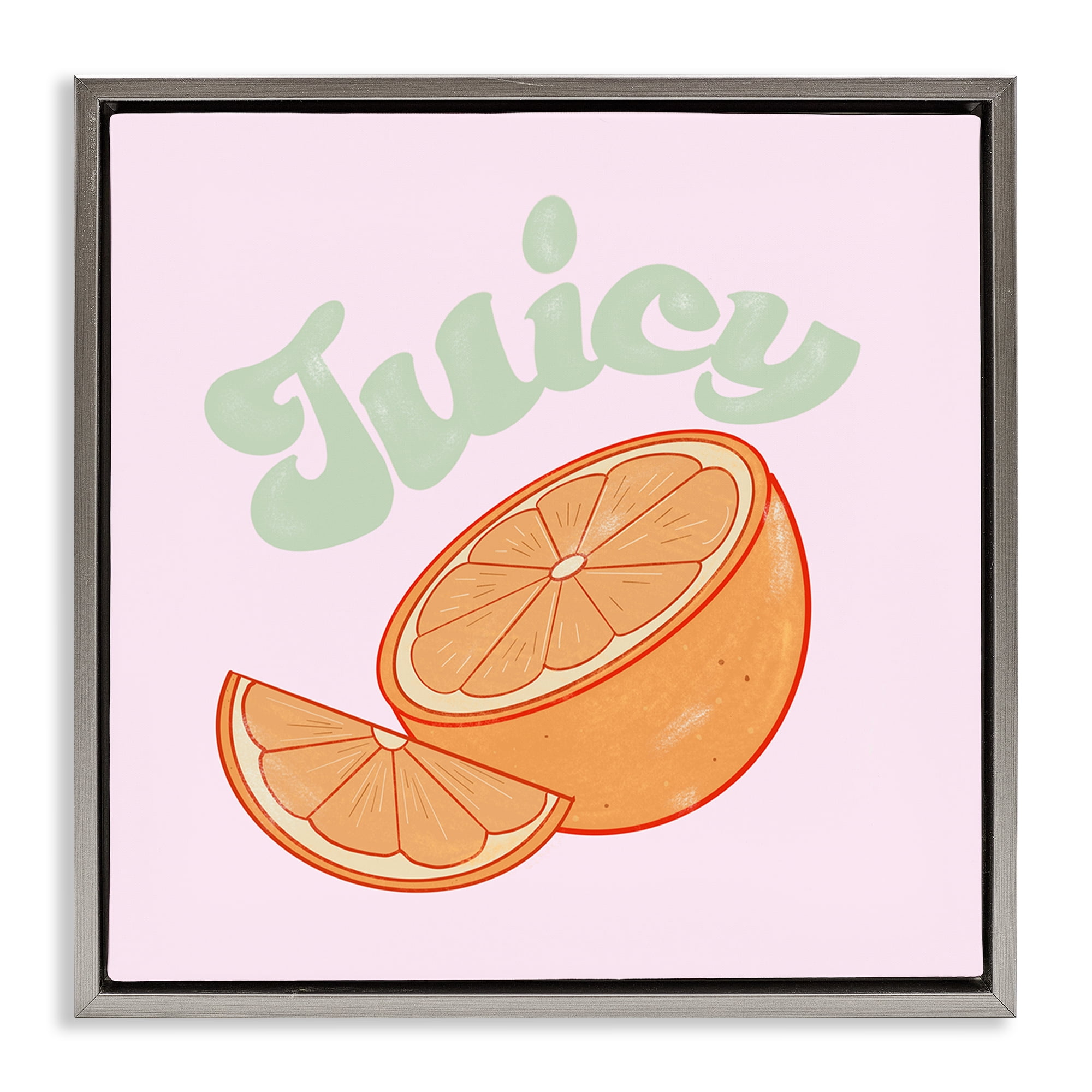 Stupell Industries Juicy Citrus Slice Food & Beverage Painting Gray Floater Framed Canvas Art Print Wall Art, 18 x 18