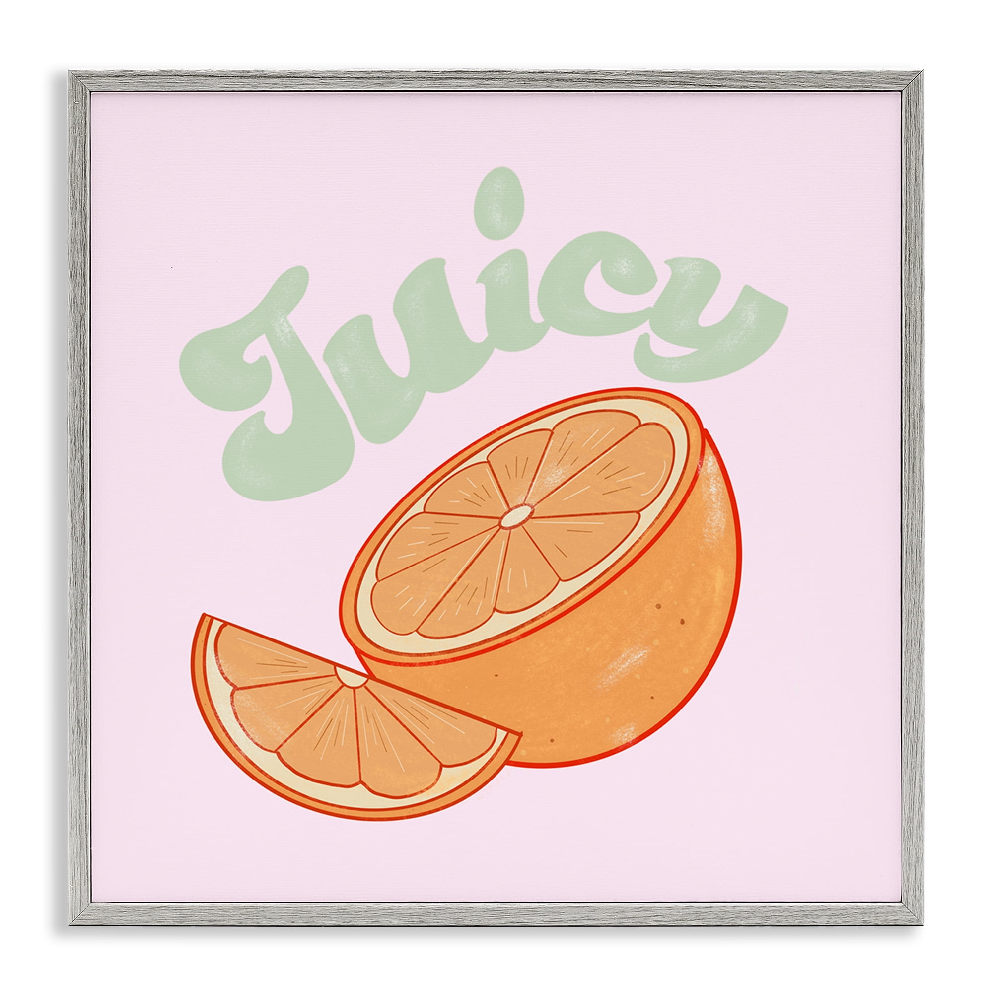 Stupell Industries Juicy Citrus Slice Food & Beverage Painting Gray Framed Art Print Wall Art, 17 x 17