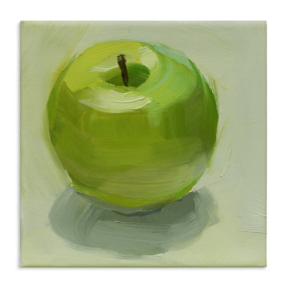 Stupell Industries Juicy Green Apple Food & Beverage Painting Wrapped Canvas Art Print Wall Art, 17 x 17