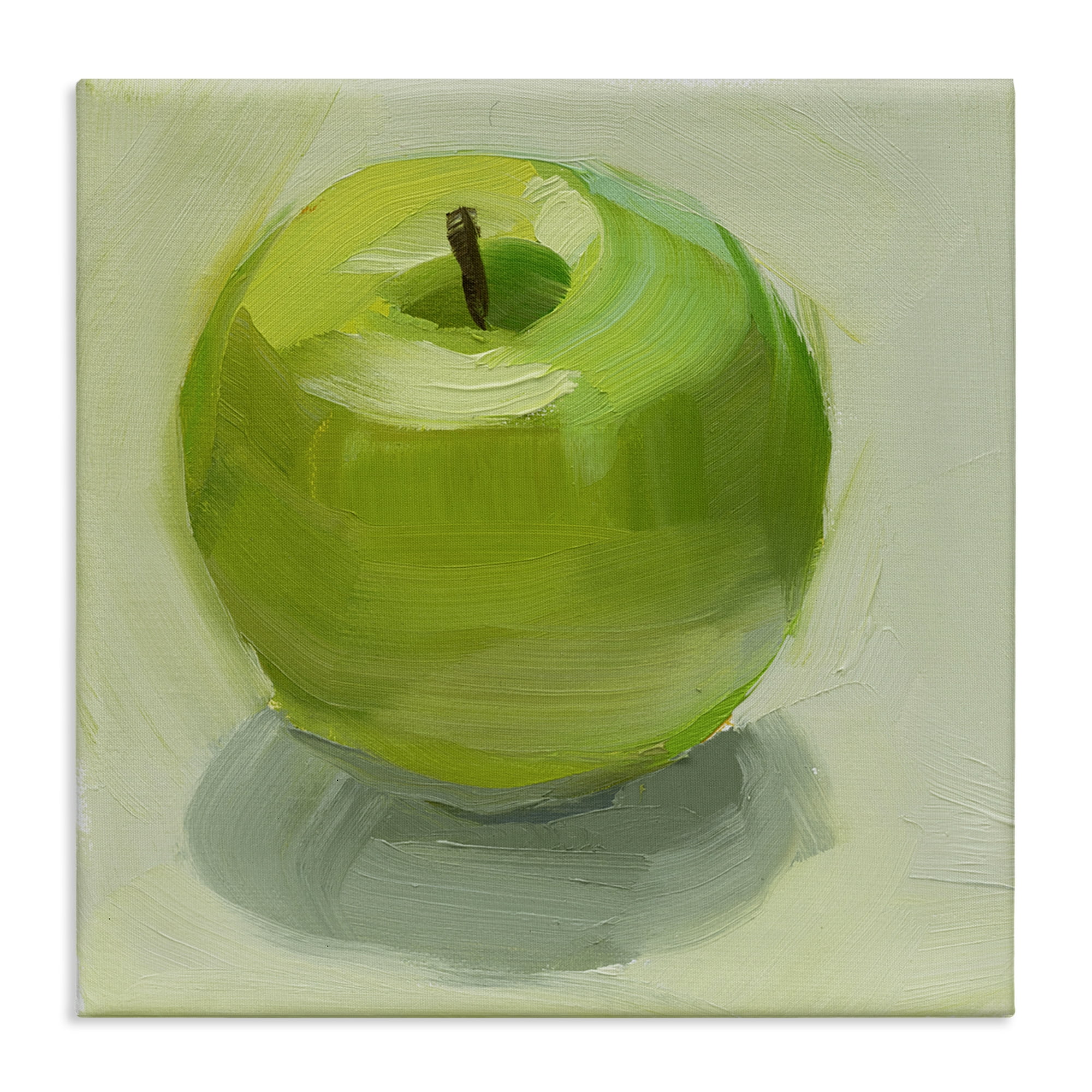 Stupell Industries Juicy Green Apple Food & Beverage Painting Wrapped Canvas Art Print Wall Art, 36 x 36