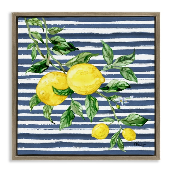 Stupell Industries Juicy Lemon Vine Brown Framed Floater Canvas Wall Art design by Paul Brent, 25 x 25