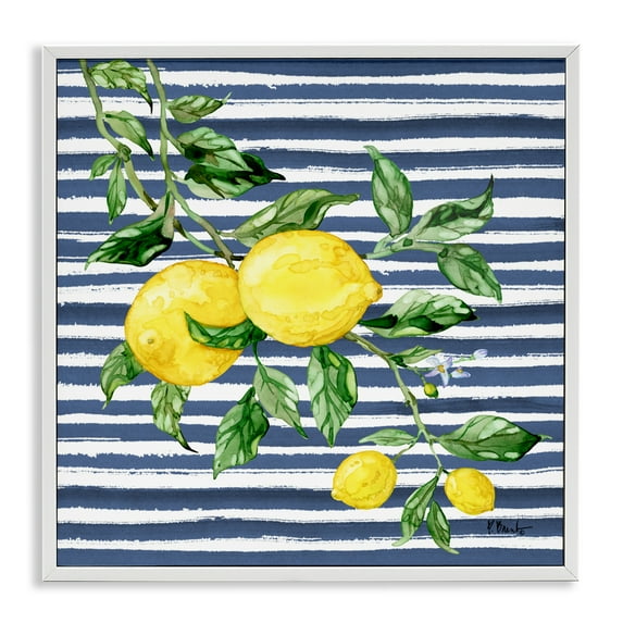 Stupell Industries Juicy Lemon Vine White Framed Giclee Art design by Paul Brent, 24 x 24