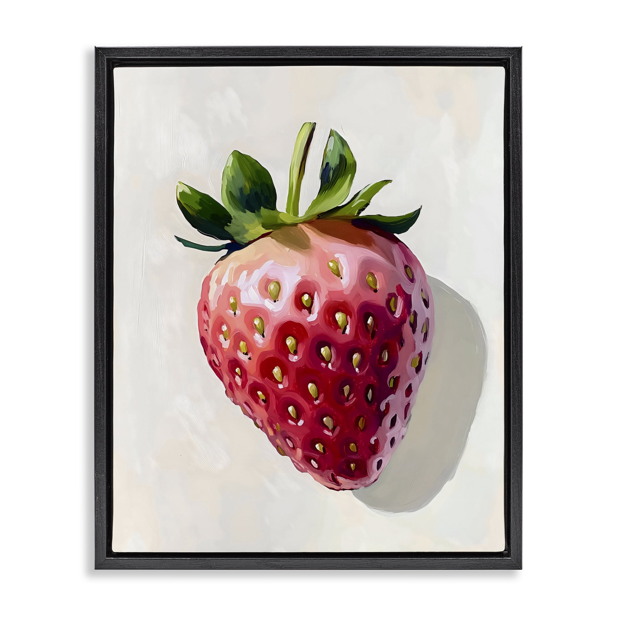 Stupell Industries Juicy Shine Strawberry Black Framed Floater Canvas Wall Art, design by The Prints Vibe