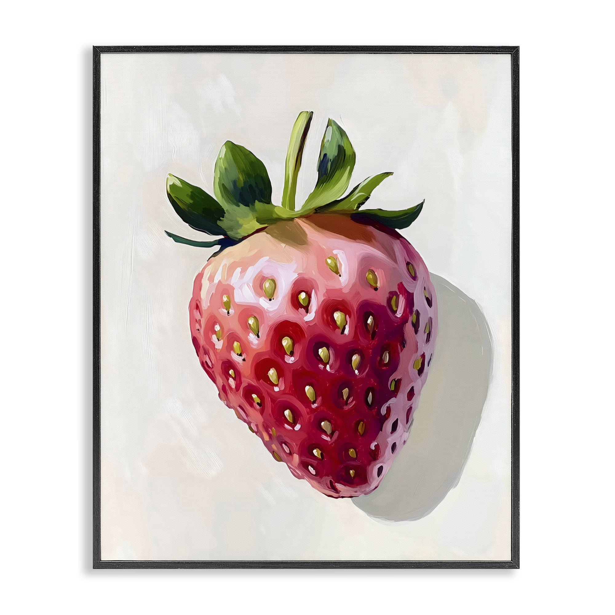 Stupell Industries Juicy Shine Strawberry Black Framed Giclee Art, design by The Prints Vibe