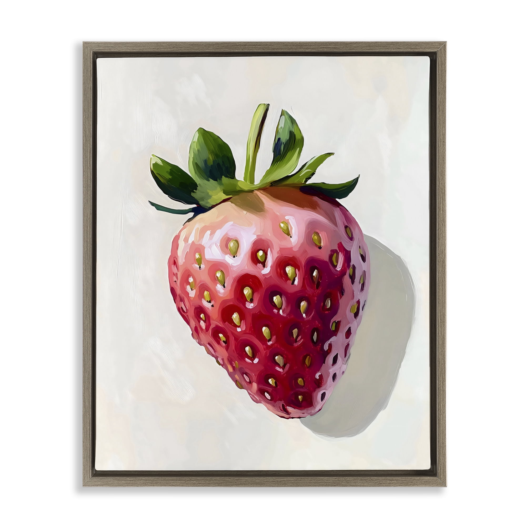 Stupell Industries Juicy Shine Strawberry Brown Framed Floater Canvas Wall Art, design by The Prints Vibe