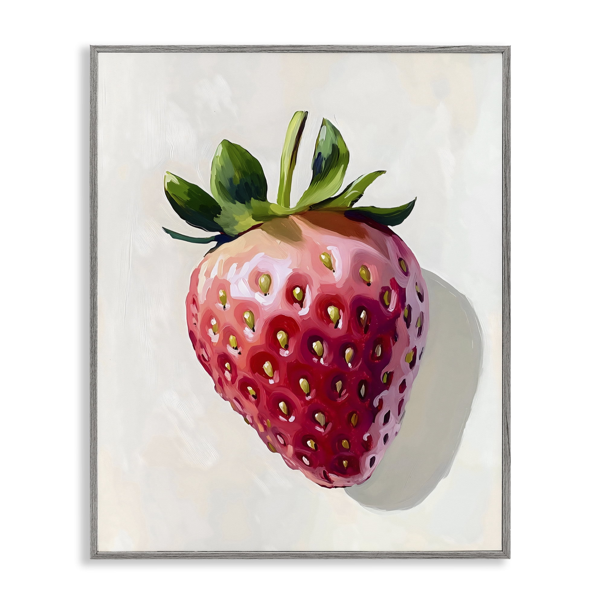 Stupell Industries Juicy Shine Strawberry Gray Framed Giclee Art, design by The Prints Vibe