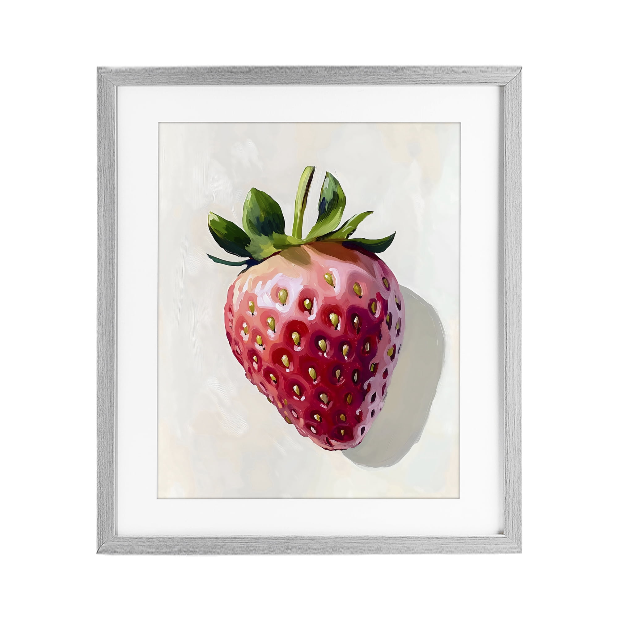 Stupell Industries Juicy Shine Strawberry Gray Framed Print Under Glass, design by The Prints Vibe