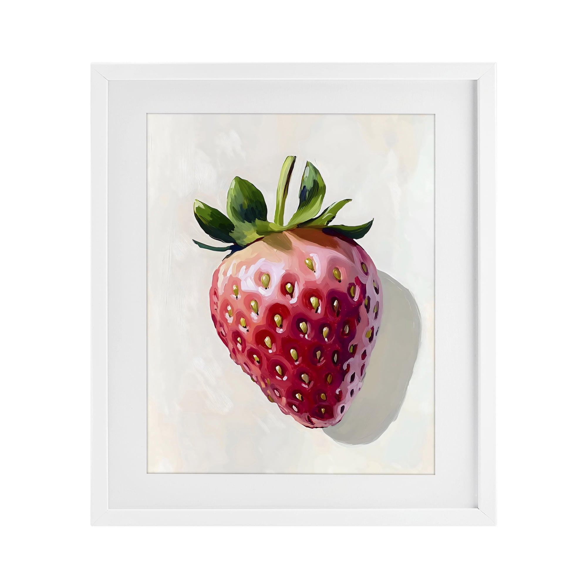 Stupell Industries Juicy Shine Strawberry White Framed Print Under Glass, design by The Prints Vibe