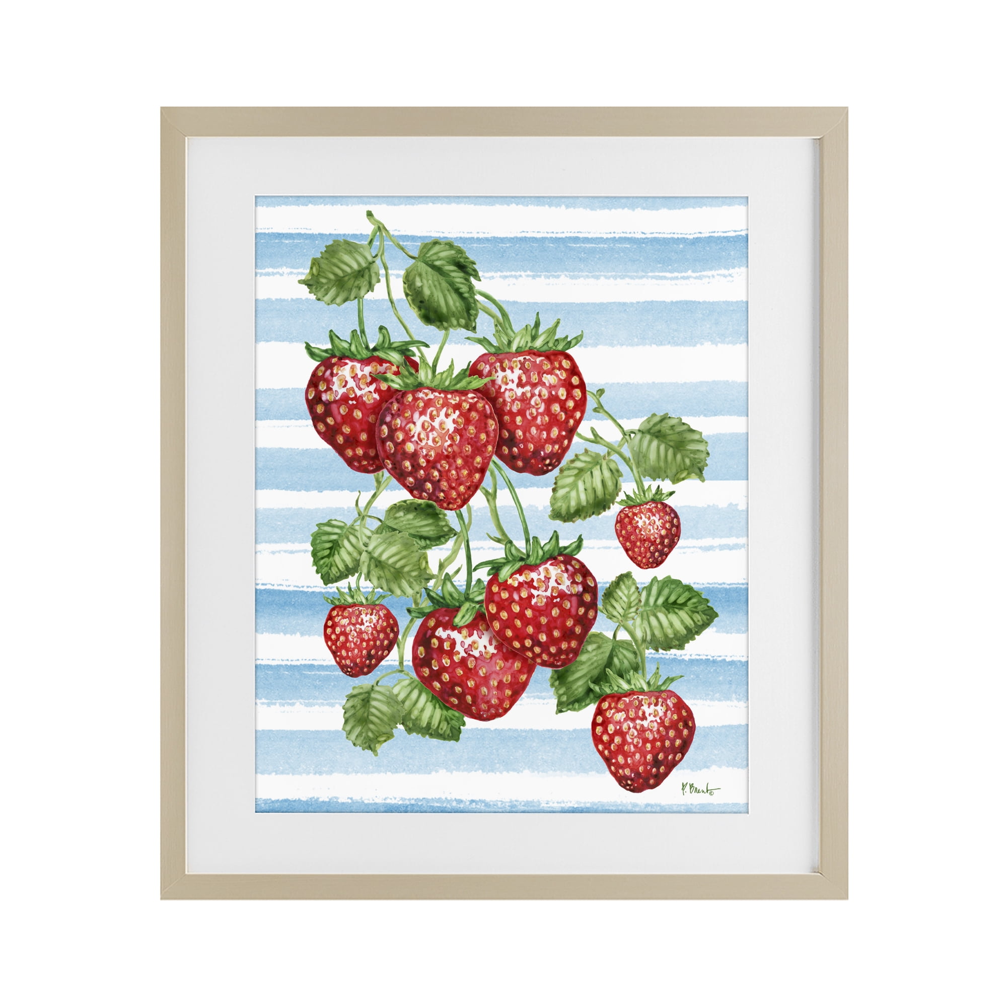 Stupell Industries Juicy Strawberry Vine Birch Framed Print Under Glass, design by Paul Brent