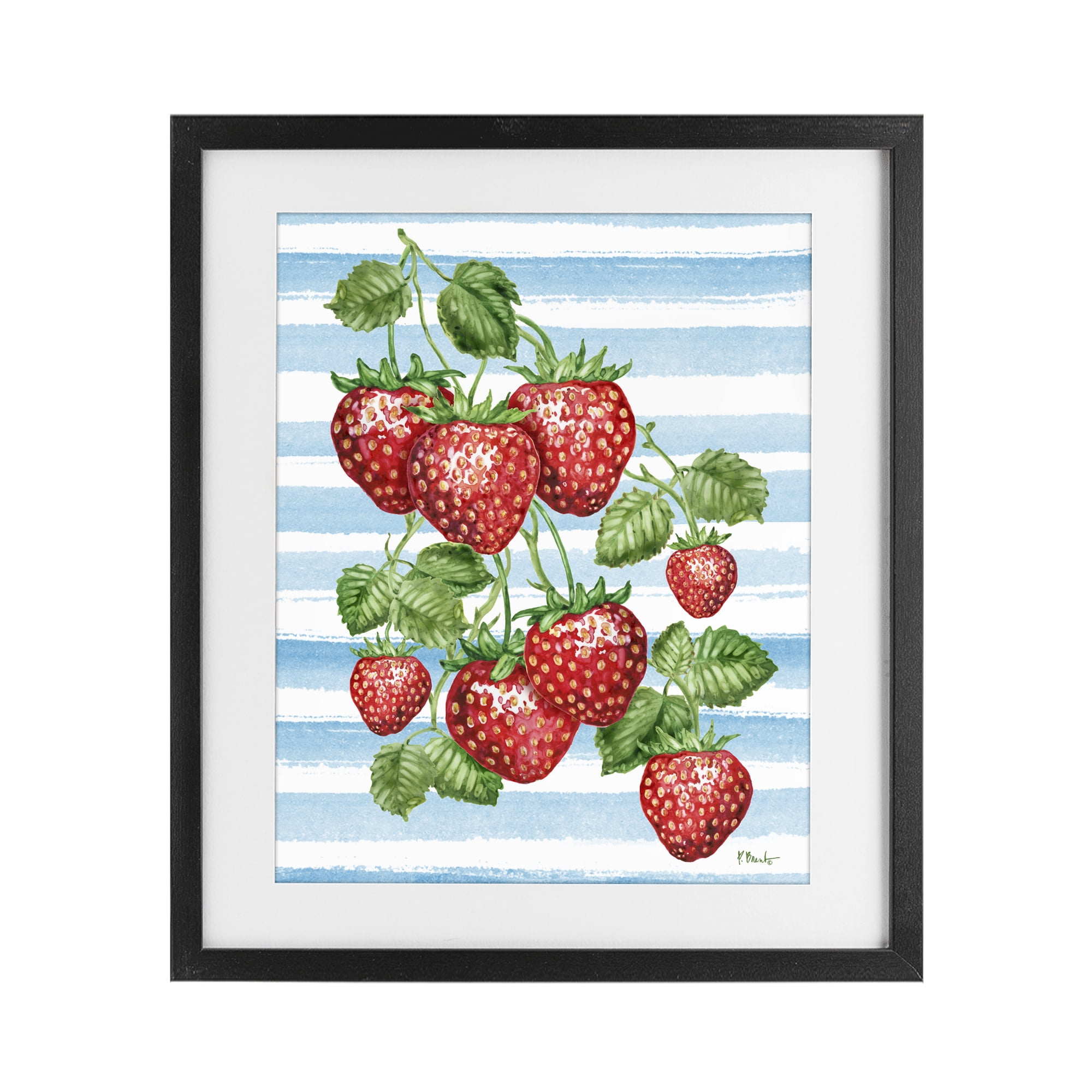 Stupell Industries Juicy Strawberry Vine Black Framed Print Under Glass, design by Paul Brent