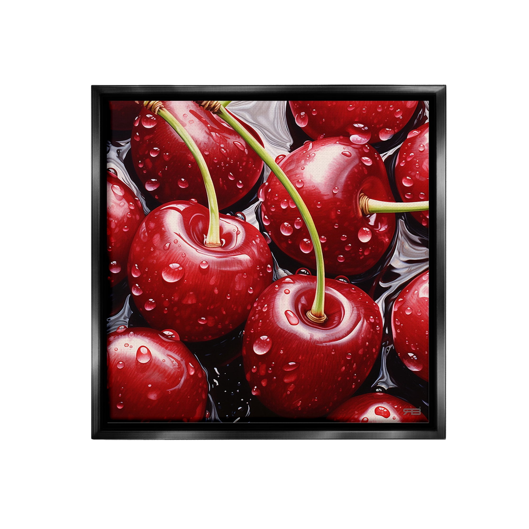 Stupell Industries Juicy Summer Cherries Food & Beverage Painting Black Floater Framed Canvas Art Print Wall Art, 25 x 25