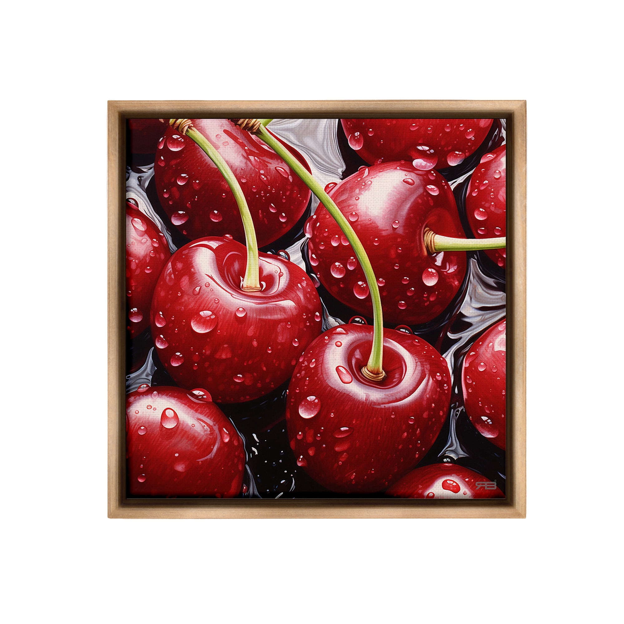 Stupell Industries Juicy Summer Cherries Food & Beverage Painting Brown Floater Framed Canvas Art Print Wall Art, 25 x 25