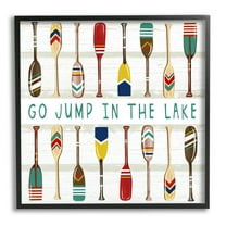 Stupell Industries Jump In Lake Various Patterned Oars Graphic Art Black Framed Art Print Wall Art, Design by Elizabeth Tyndall