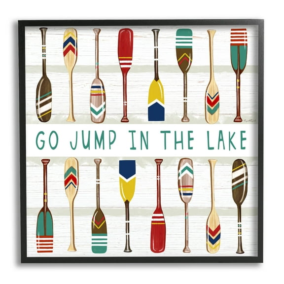 Stupell Industries Jump In Lake Various Patterned Oars Graphic Art Black Framed Art Print Wall Art, Design by Elizabeth Tyndall