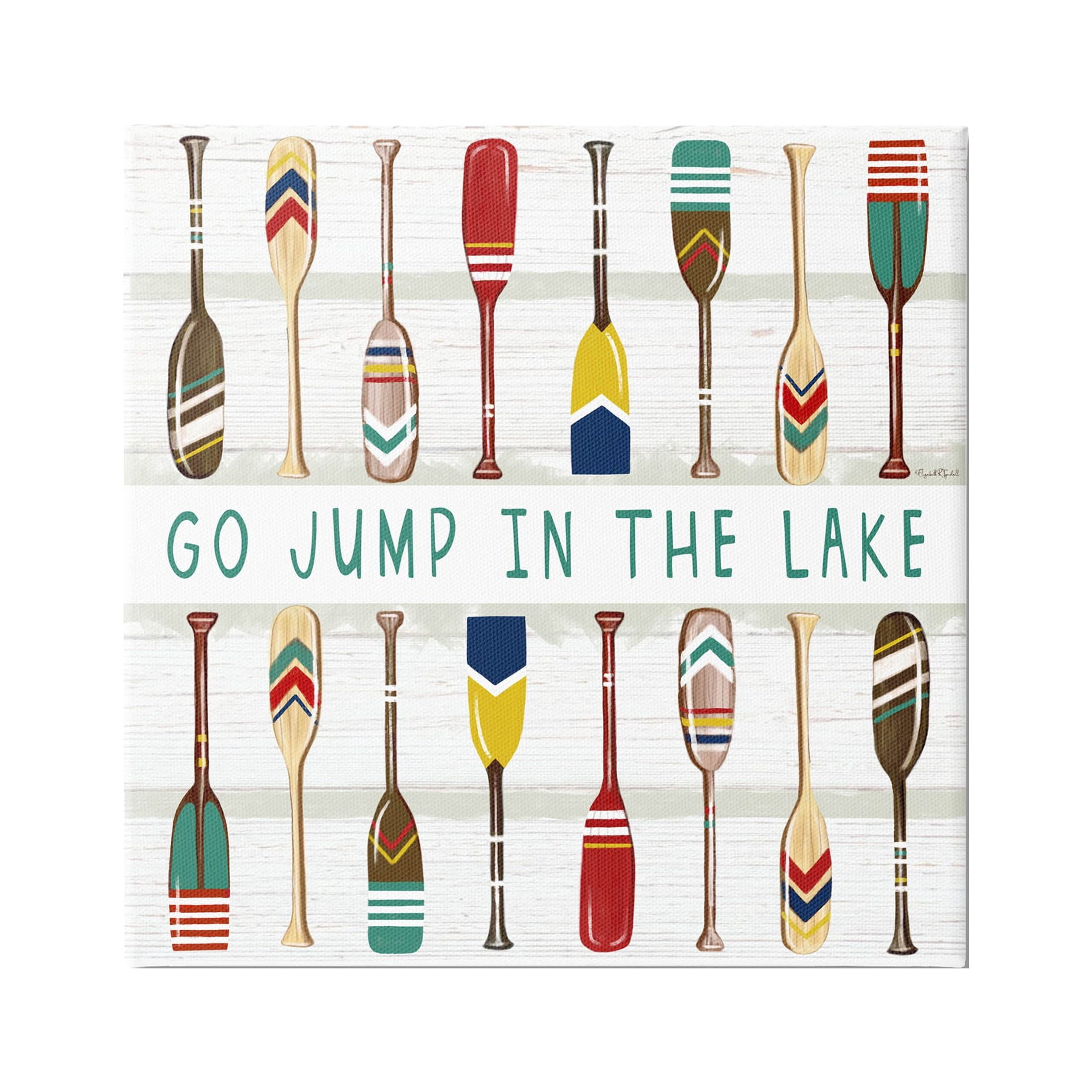 Stupell Industries Jump In Lake Various Patterned Oars Graphic Art Gallery Wrapped Canvas Print Wall Art, Design by Elizabeth Tyndall
