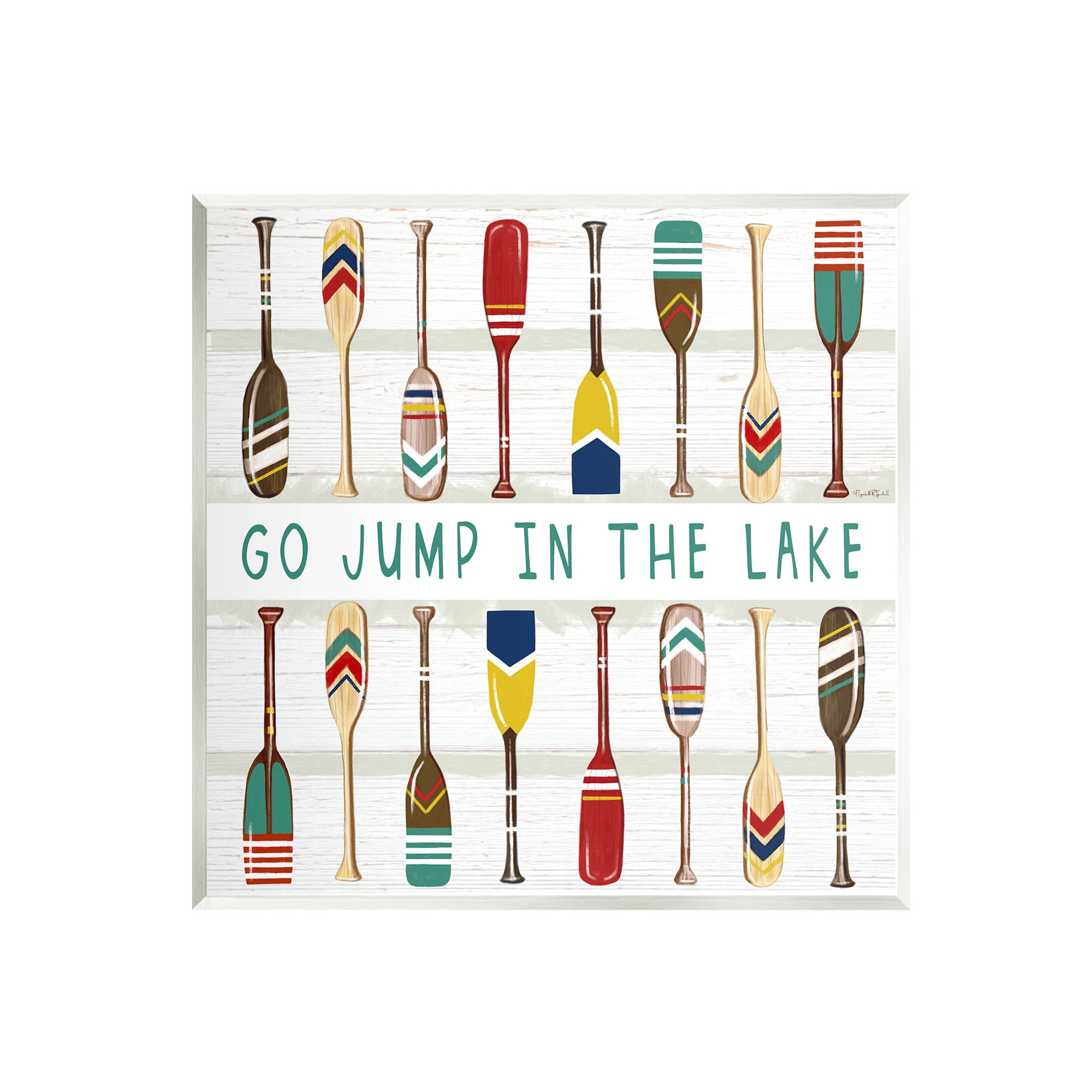Stupell Industries Jump In Lake Various Patterned Oars Graphic Art Unframed Art Print Wall Art, Design by Elizabeth Tyndall