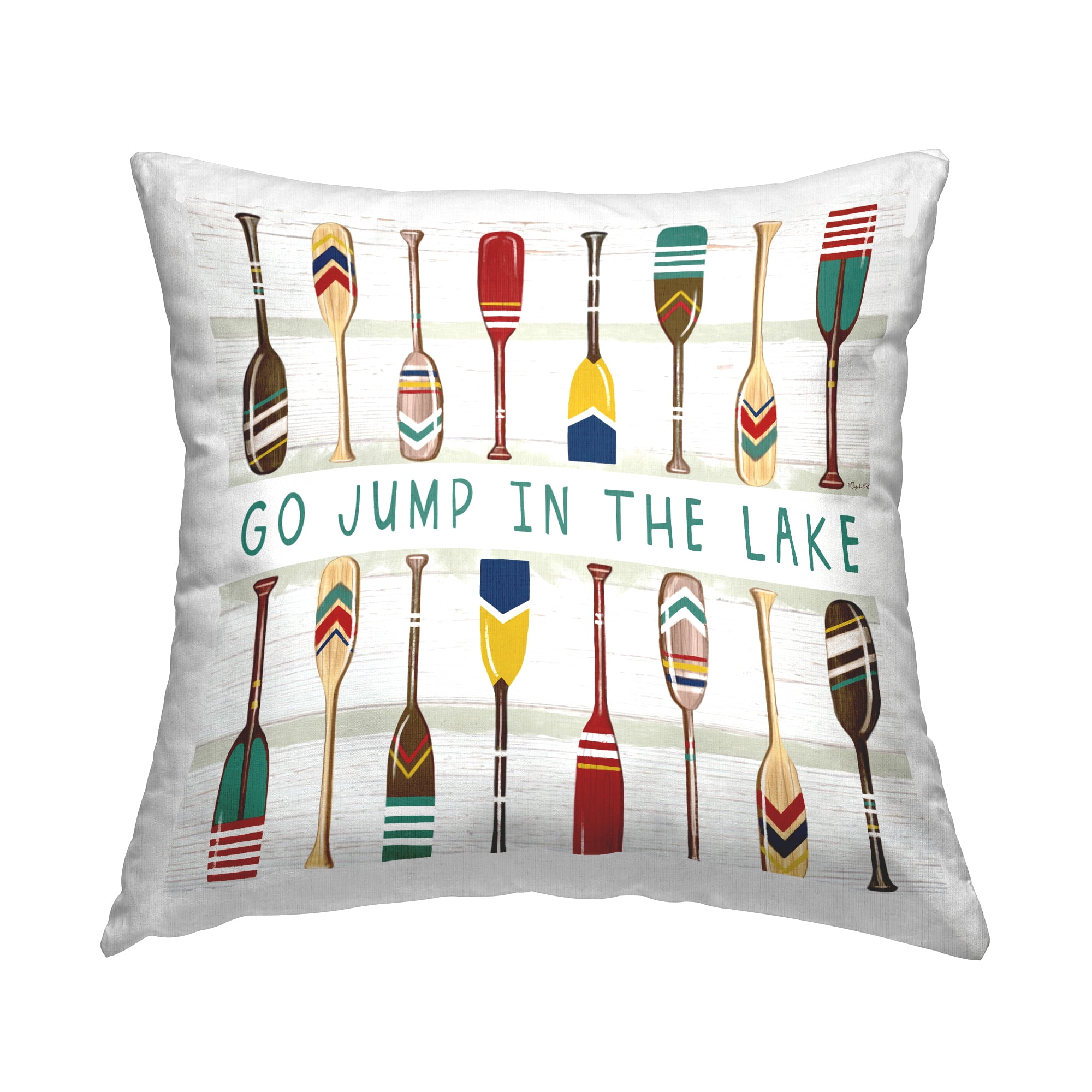 Stupell Industries Jump In The Lake Various Boating Oars Paddles Design by Elizabeth Tyndall Throw Pillow