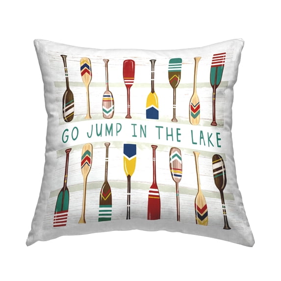 Stupell Industries Jump In The Lake Various Boating Oars Paddles Design by Elizabeth Tyndall Throw Pillow
