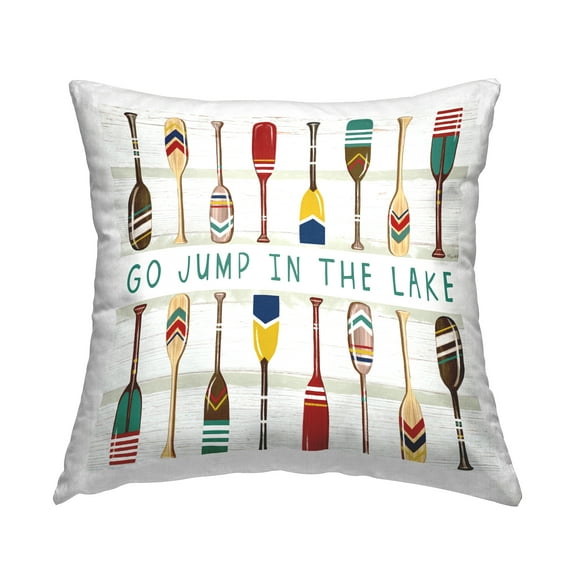 Stupell Industries Jump In The Lake Various Boating Oars Paddles Design by Elizabeth Tyndall Throw Pillow