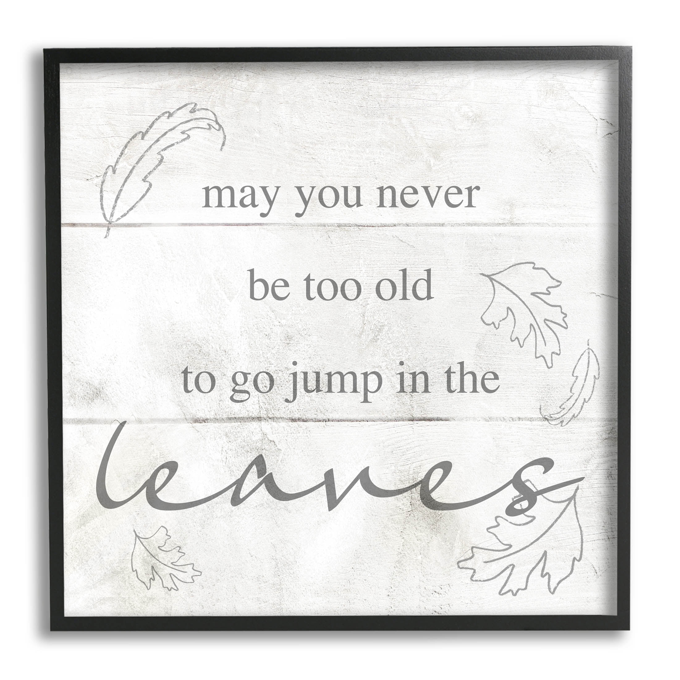 Stupell Industries Jump In The Leaves Autumn Phrase Graphic Art Black Framed Art Print Wall Art, Design by Lil' Rue