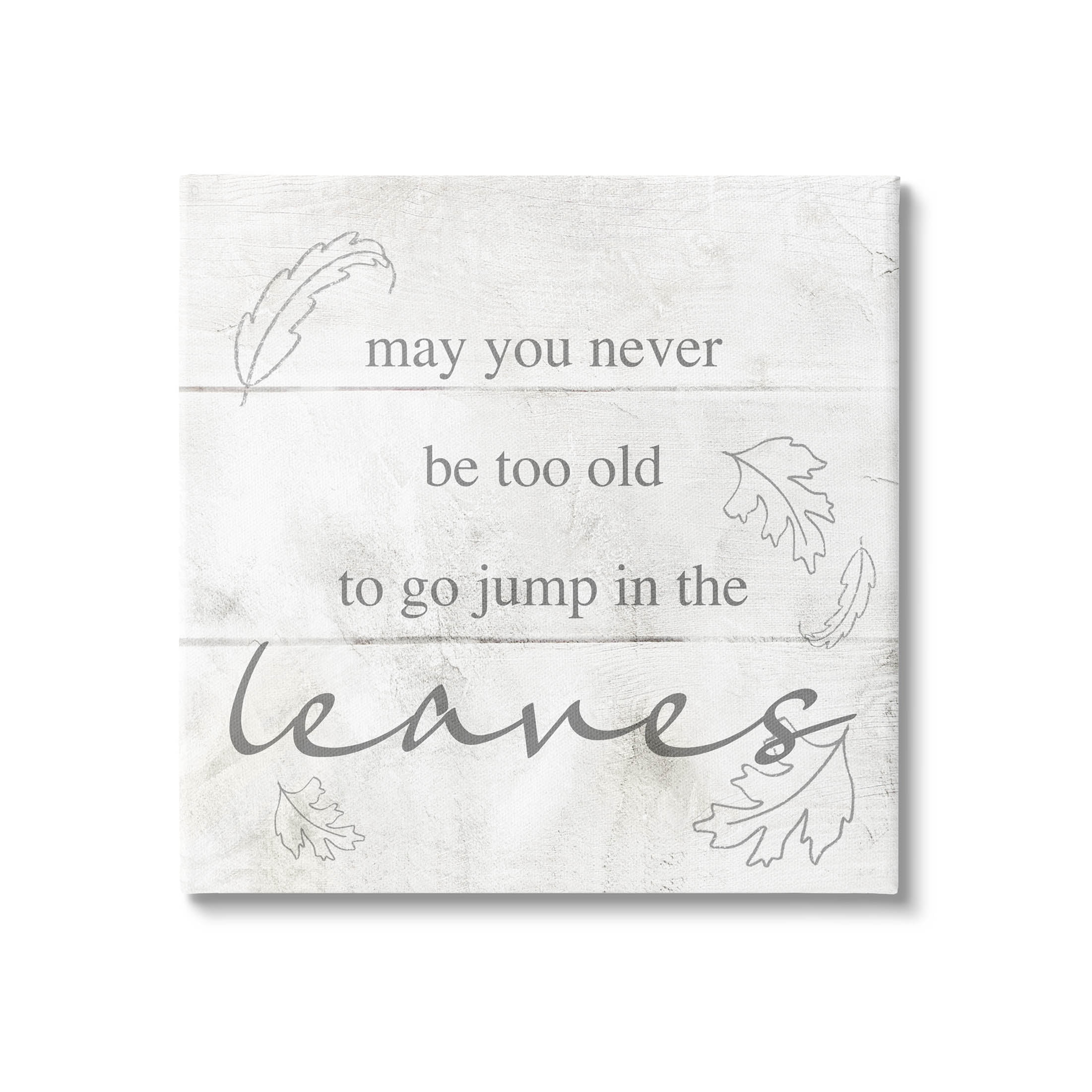 Stupell Industries Jump In The Leaves Autumn Phrase Graphic Art Gallery Wrapped Canvas Print Wall Art, Design by Lil' Rue