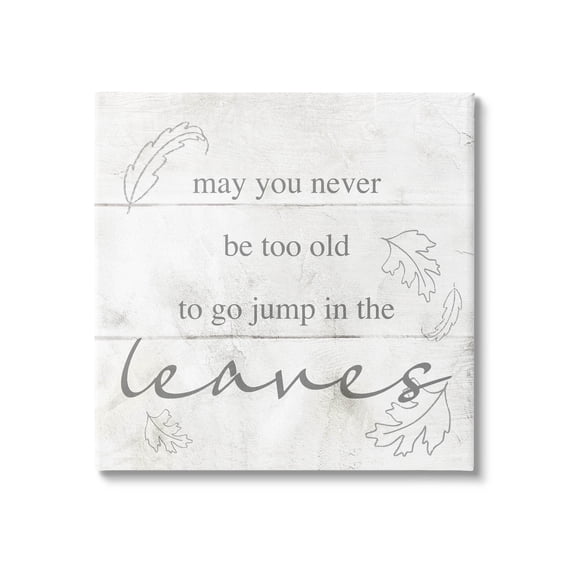 Stupell Industries Jump In The Leaves Autumn Phrase Graphic Art Gallery Wrapped Canvas Print Wall Art, Design by Lil' Rue