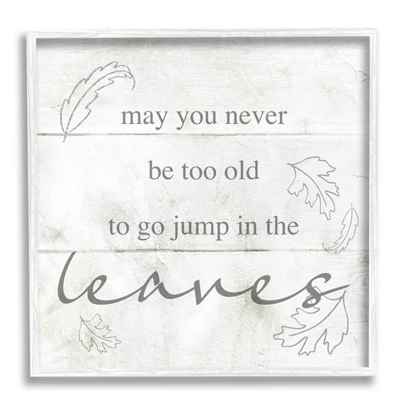 Stupell Industries Jump In The Leaves Autumn Phrase Graphic Art White Framed Art Print Wall Art, Design by Lil' Rue