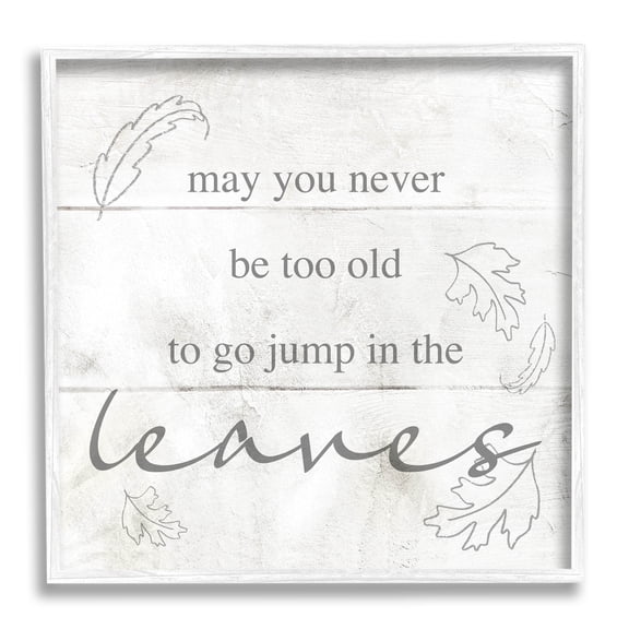Stupell Industries Jump In The Leaves Autumn Phrase Graphic Art White Framed Art Print Wall Art, Design by Lil' Rue