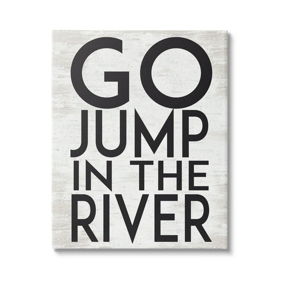 Stupell Industries Jump in the River Motivational Lake House Phrase Graphic Art Gallery Wrapped Canvas Print Wall Art, Design by Lettered and Lined