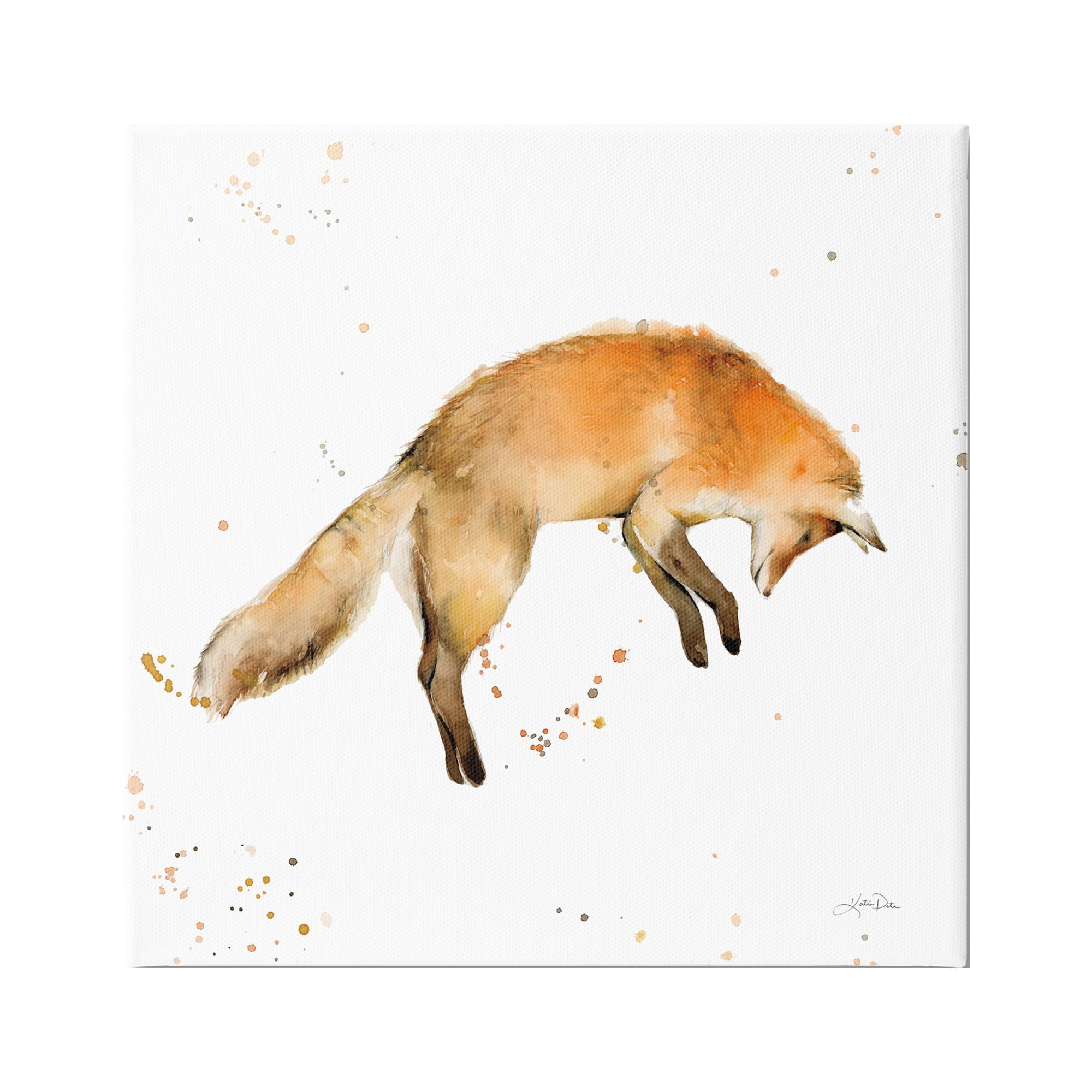 Stupell Industries Jumping Fox Modern Wildlife Animals & Insects Painting Gallery Wrapped Canvas Print Wall Art, 36 x 36