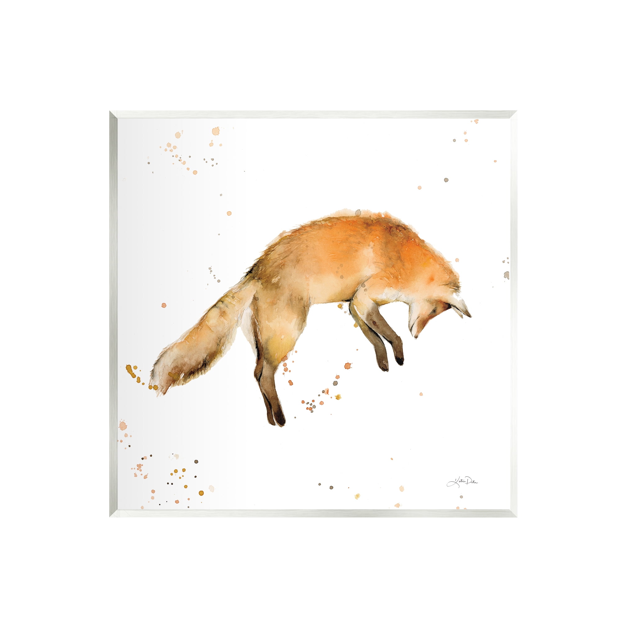 Stupell Industries Jumping Fox Modern Wildlife Animals & Insects Painting Unframed Art Print Wall Art, 12 x 12