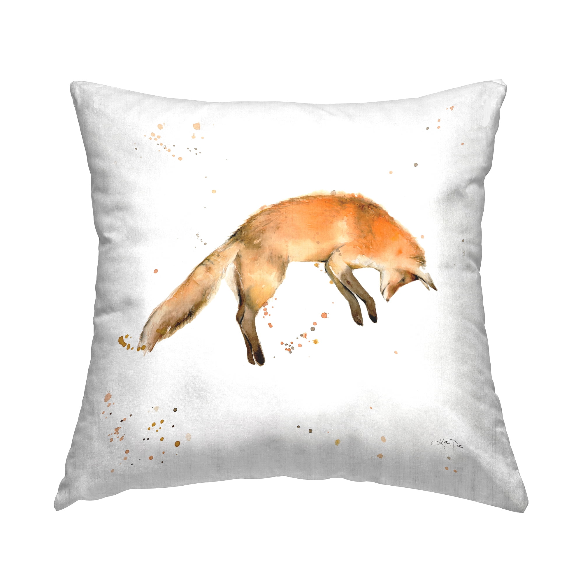 Stupell Industries Jumping Fox Wildlife Square Decorative Printed Throw Pillow, 18 x 18