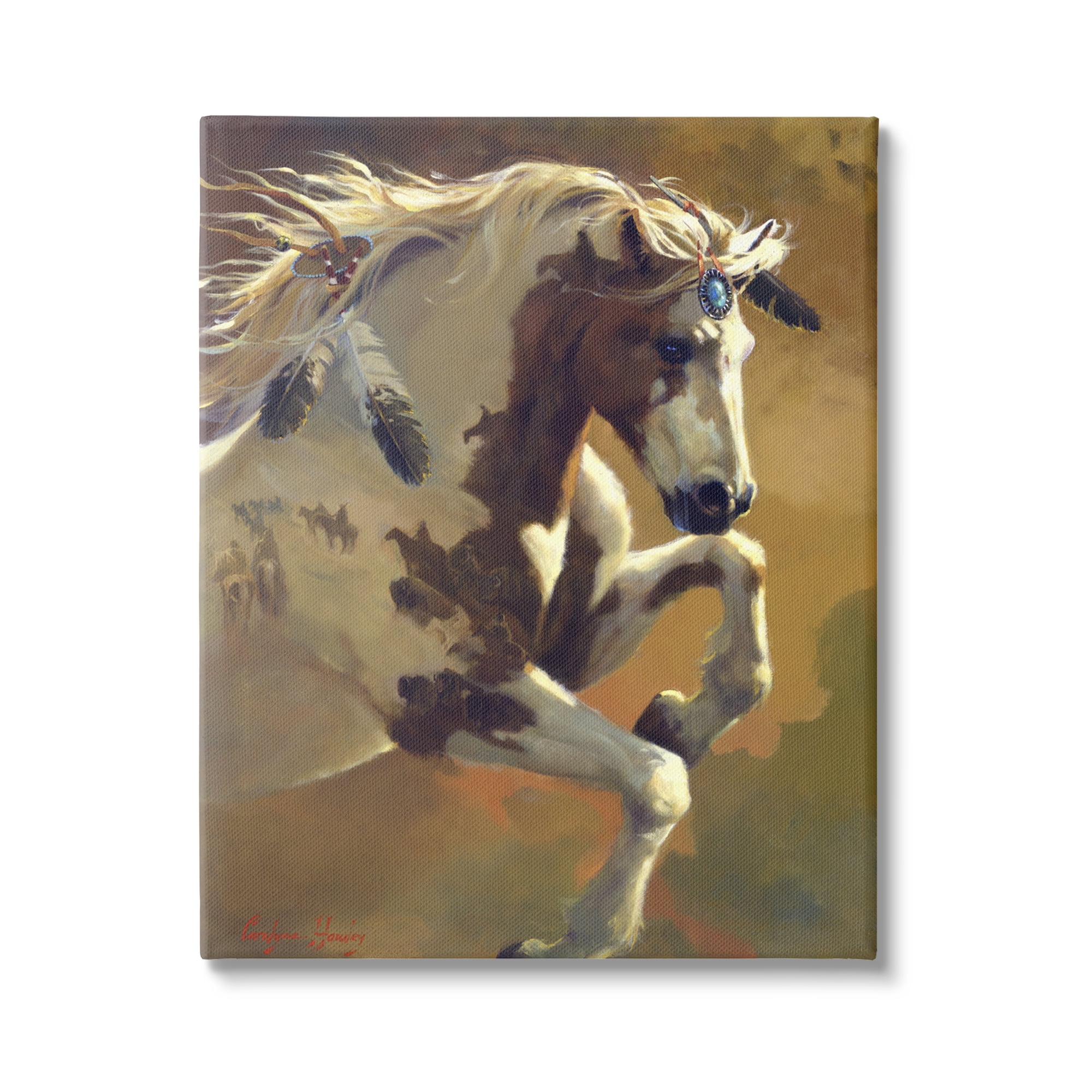 Stupell Industries Jumping Horse Painting Animals & Insects Painting Gallery Wrapped Canvas Print Wall Art, 16 x 20