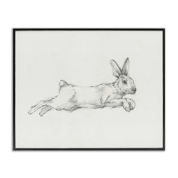 Stupell Industries Jumping Rabbit Sketch Animals & Insects Drawing Black Framed Art Print Wall Art, 30 x 24