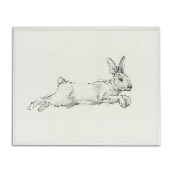 Stupell Industries Jumping Rabbit Sketch Animals & Insects Drawing White Framed Art Print Wall Art, 20 x 16