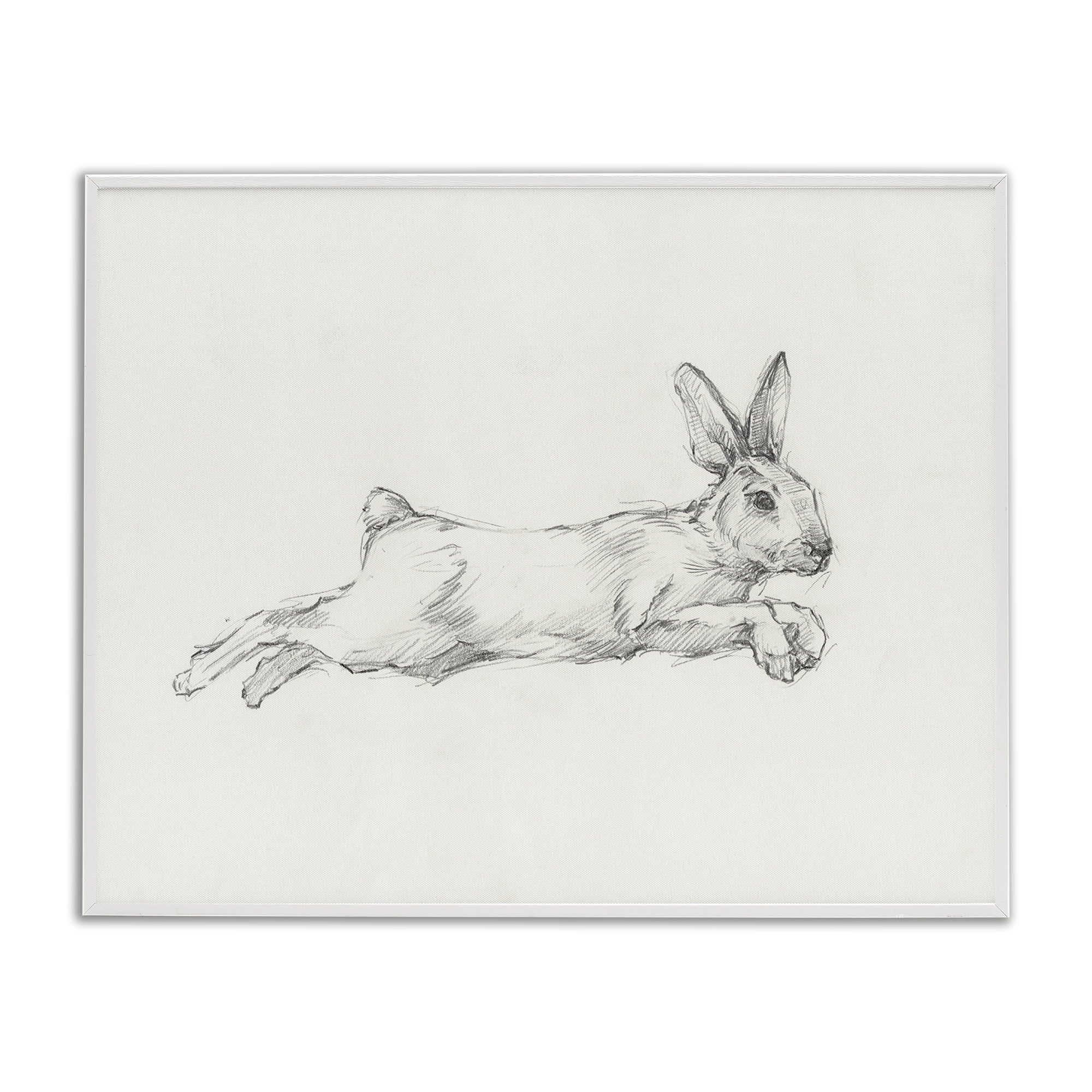 Stupell Industries Jumping Rabbit Sketch Animals & Insects Drawing White Framed Art Print Wall Art, 30 x 24