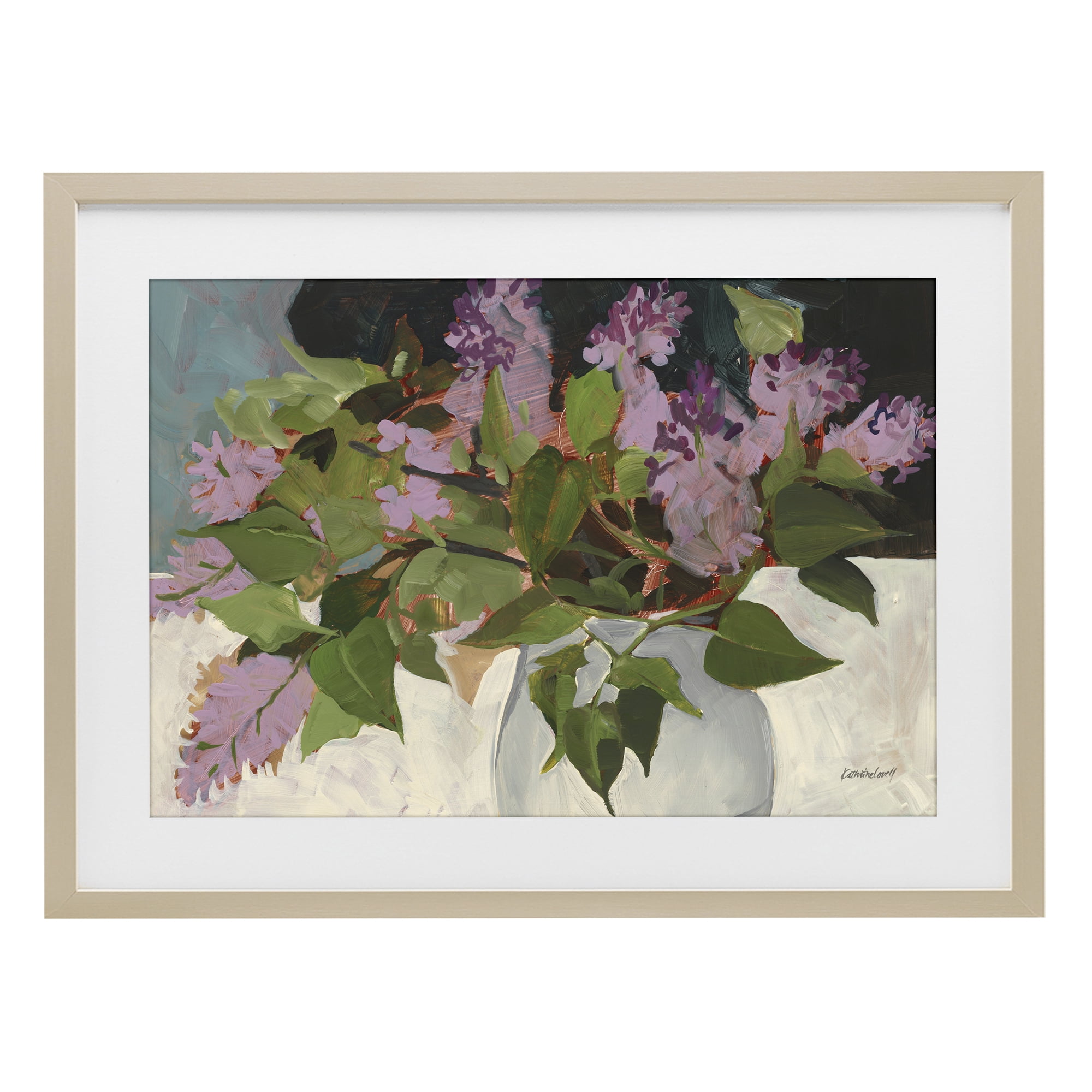 Stupell Industries June Lilacs Bouquet Birch Framed Print Under Glass, design by Katherine Lovell