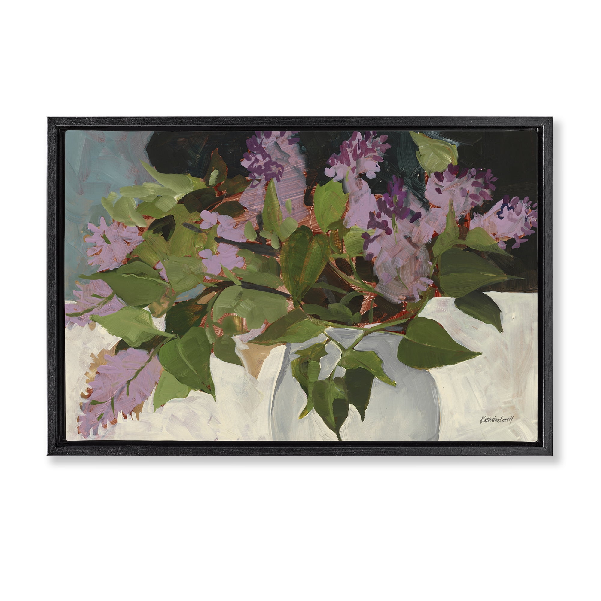 Stupell Industries June Lilacs Bouquet Black Framed Floater Canvas Wall Art, design by Katherine Lovell