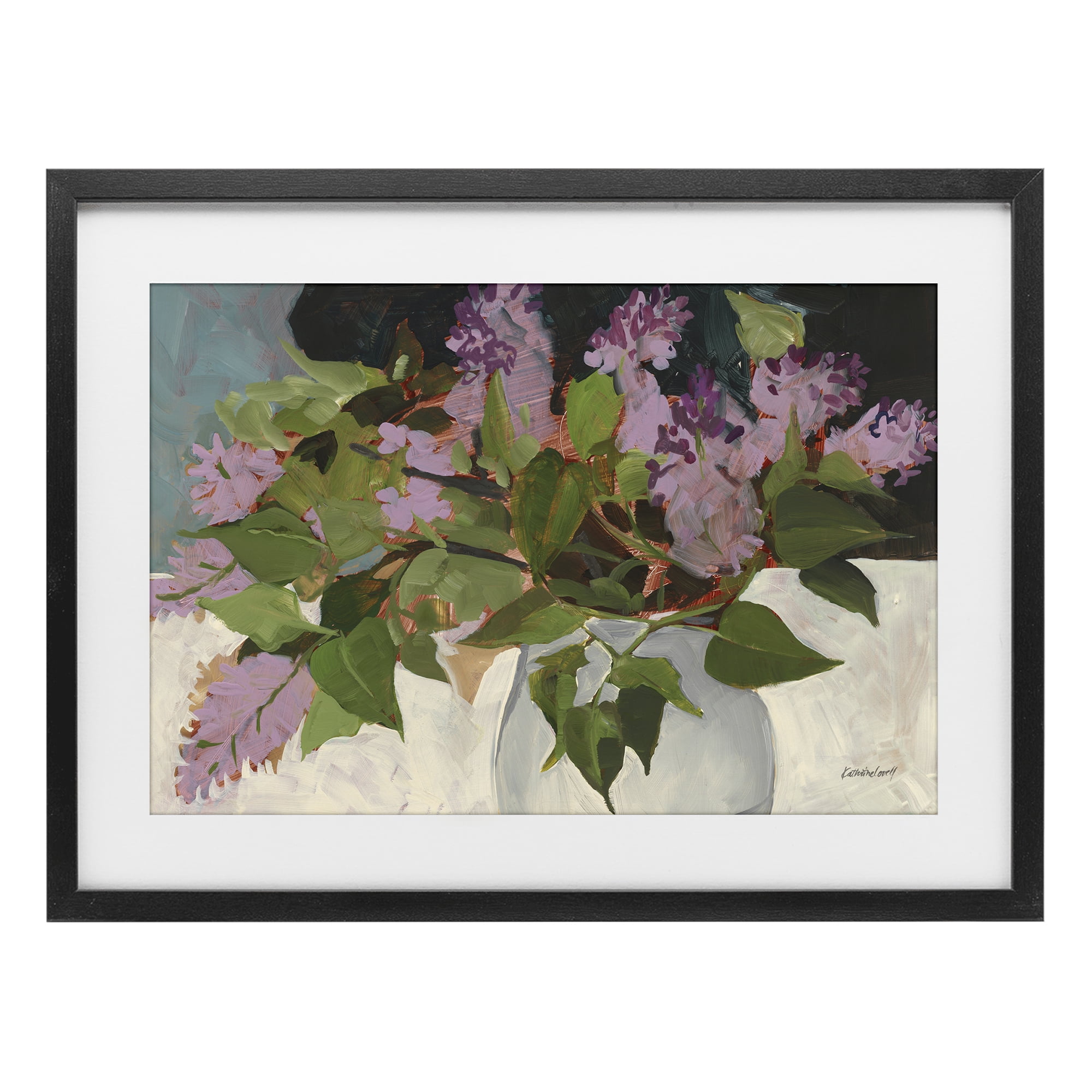 Stupell Industries June Lilacs Bouquet Black Framed Print Under Glass, design by Katherine Lovell