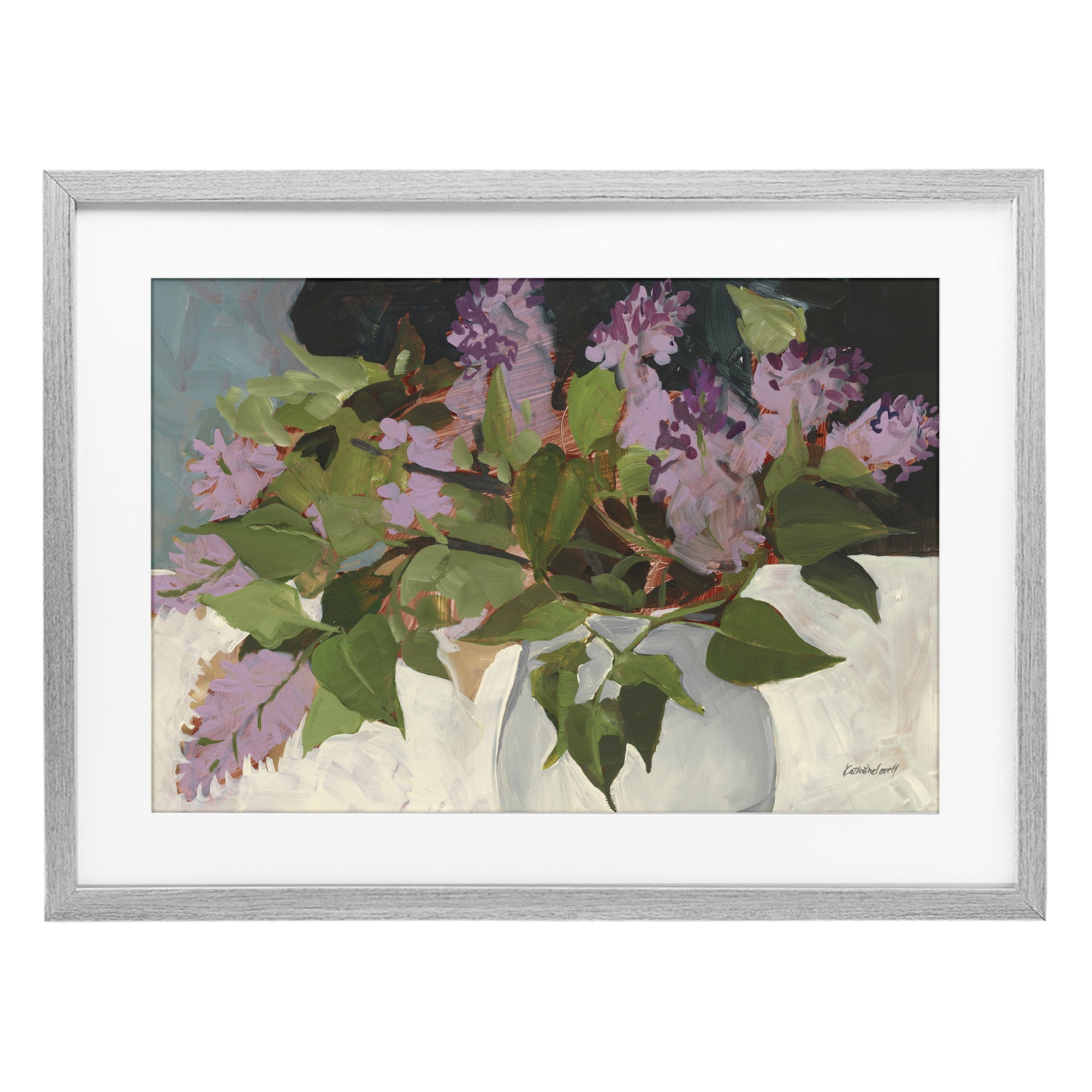 Stupell Industries June Lilacs Bouquet Gray Framed Print Under Glass, design by Katherine Lovell
