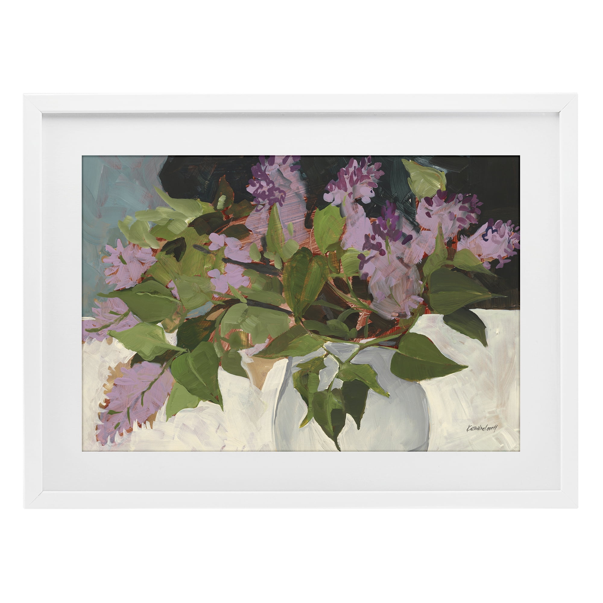 Stupell Industries June Lilacs Bouquet White Framed Print Under Glass, design by Katherine Lovell
