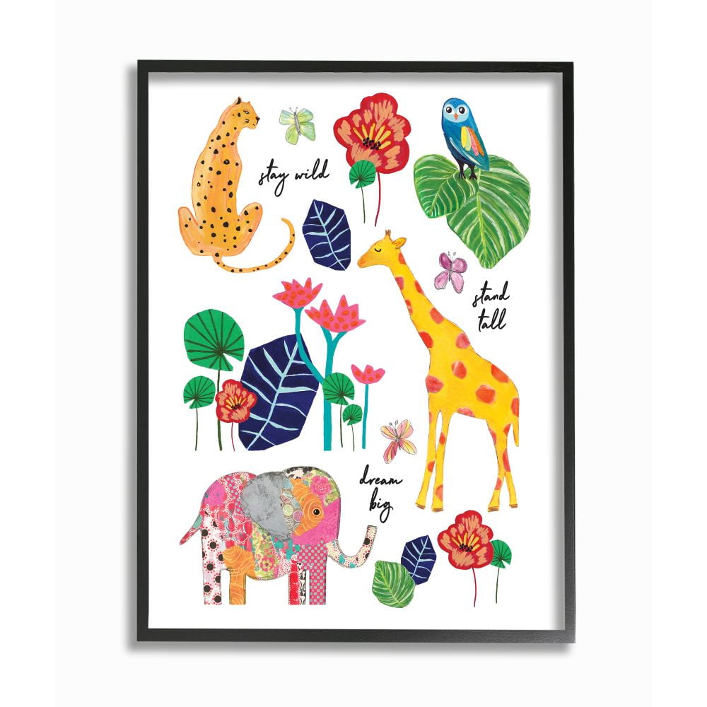 Colorful Jungle Animal Canvas Art with Motivational Quotes for Kids