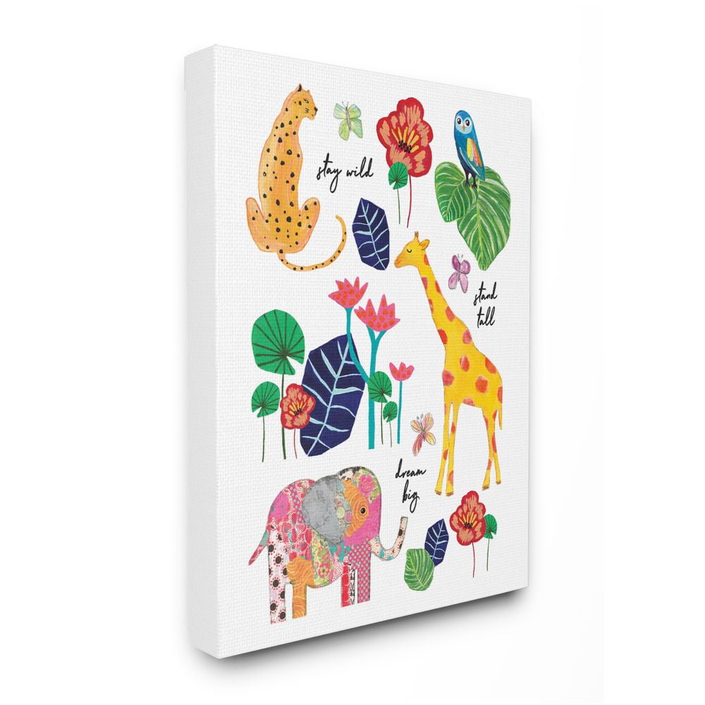 Stupell Industries Jungle Animal Illustration with Motivational Phrases Designed by Jennifer McCully