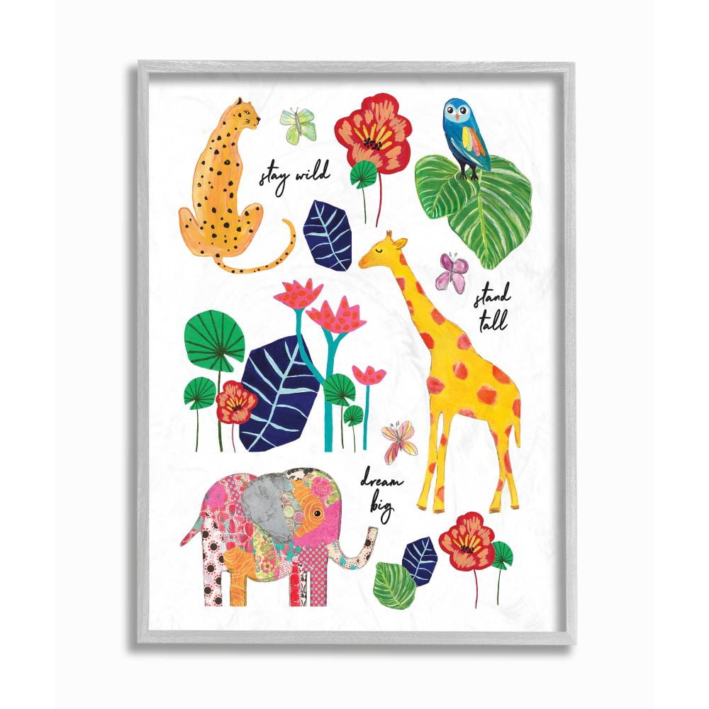 Stupell Industries Jungle Animal Illustration with Motivational Phrases Designed by Jennifer McCully