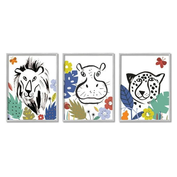 Stupell Industries Jungle Animal Kingdom Colorful Kids Pet Illustration,11 x 14, Design by Abi Hall