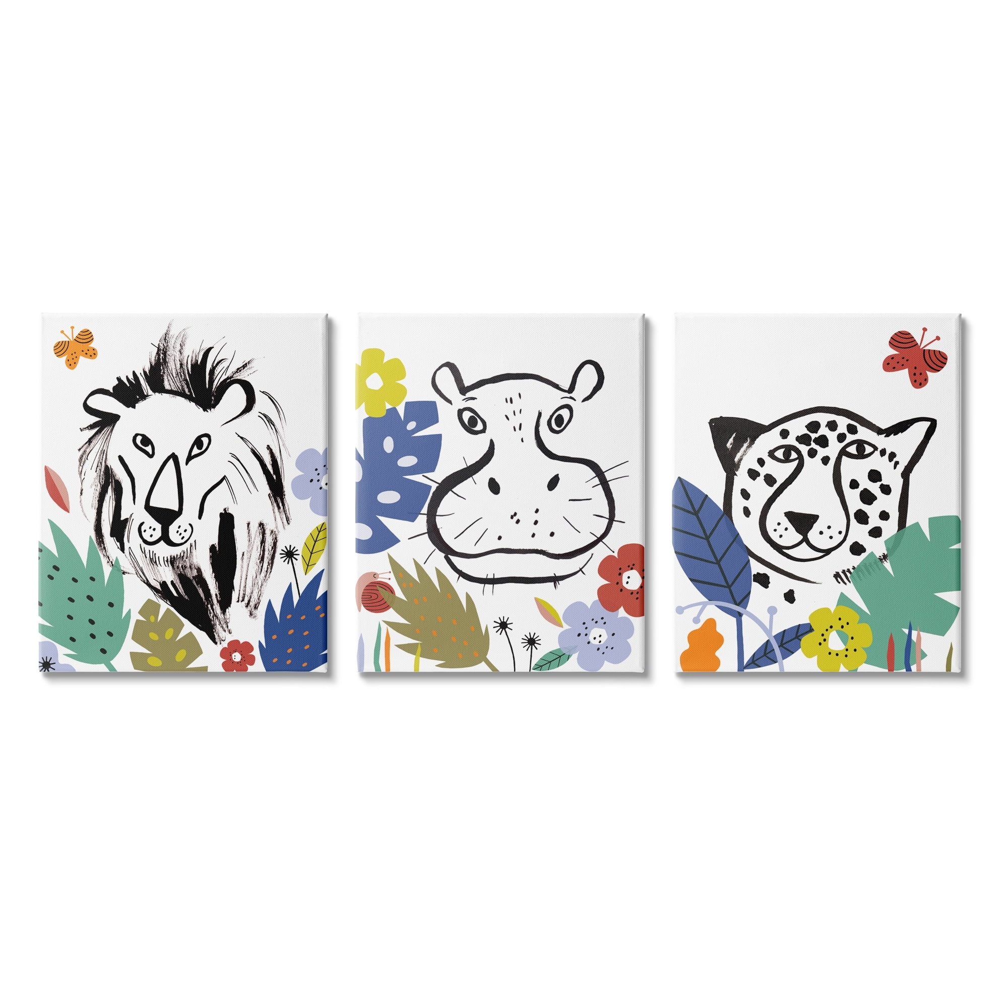 Stupell Industries Jungle Animal Kingdom Colorful Kids Pet Illustration,16 x 20, Design by Abi Hall