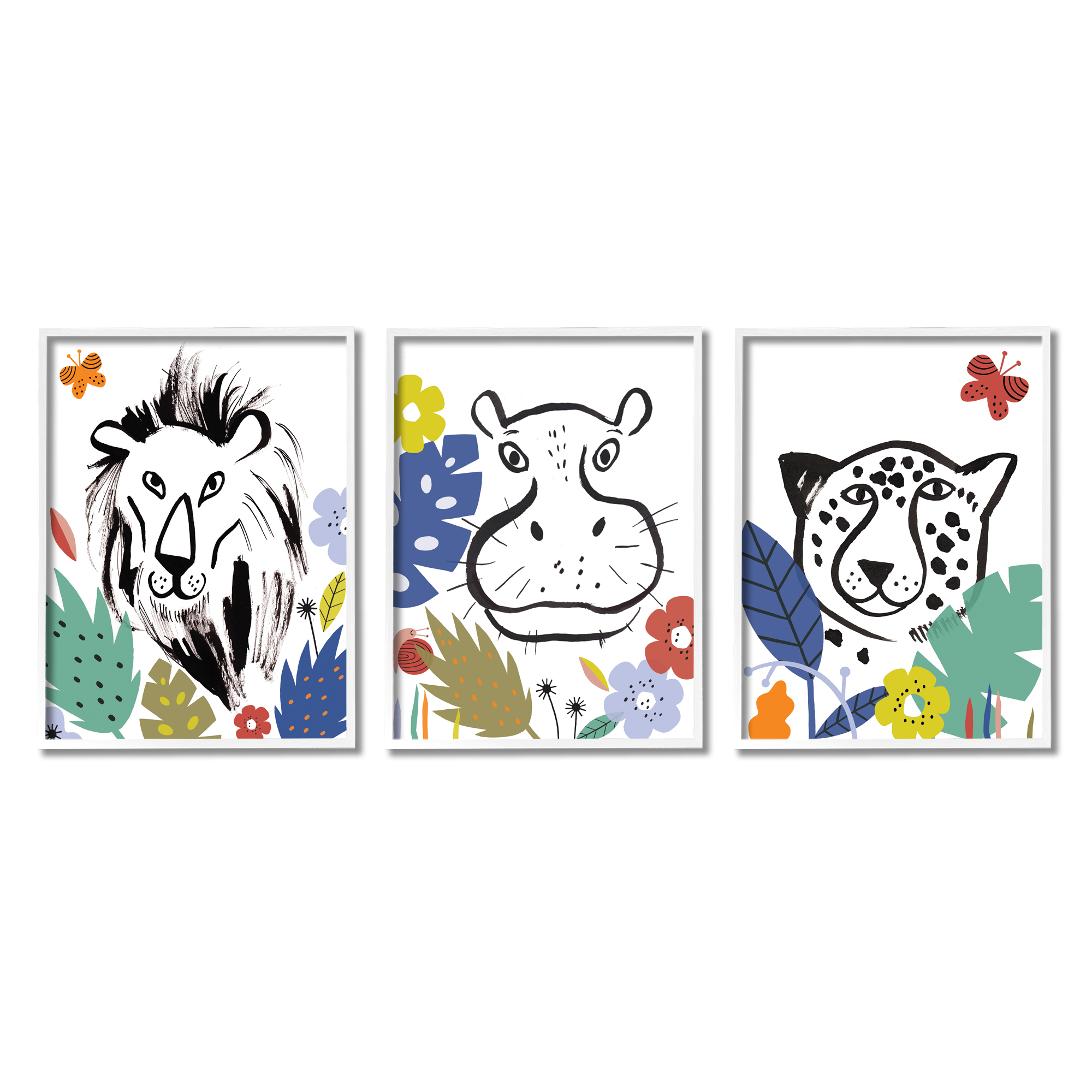 Stupell Industries Jungle Animal Kingdom Colorful Kids Pet Illustration,16 x 20, Design by Abi Hall